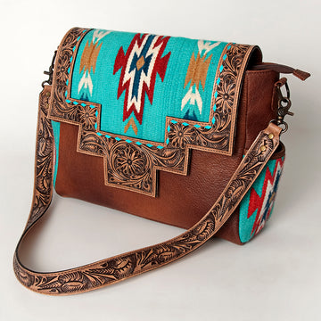 American Darling Messenger Hand Tooled Saddle Blanket Genuine Leather Western Women Bag Handbag Purse | Cute